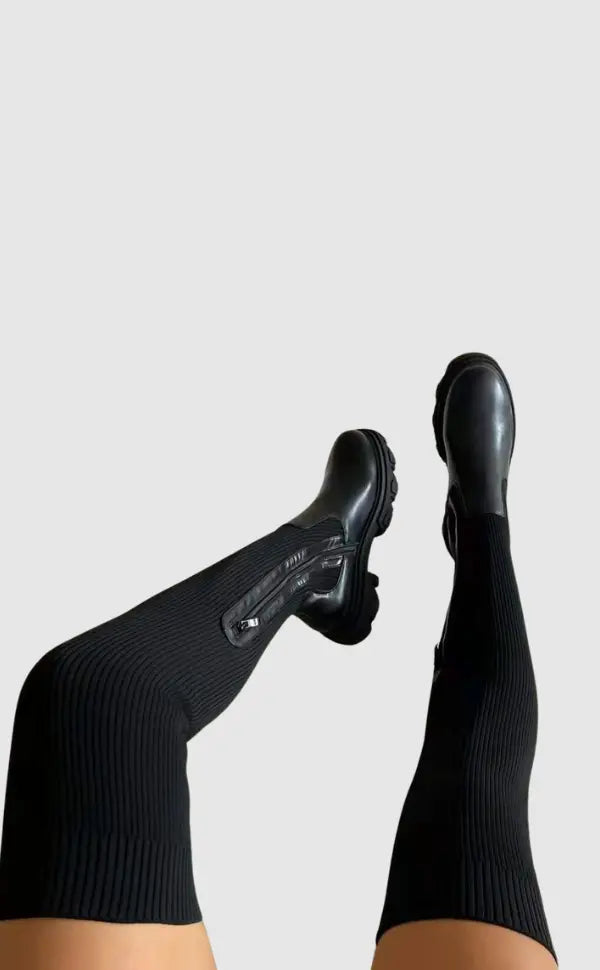 Bottes pour Femmes en Aspect Maille Stretch | Idéal pour l’Automne et l’Hiver