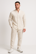 Ensemble homme avec Chemise à Coupe Décontractée et Pantalon Droit | Idéal pour Les Journées Estivales