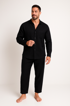 Ensemble homme avec Chemise à Coupe Décontractée et Pantalon Droit | Idéal pour Les Journées Estivales