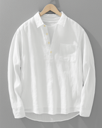 Chemise À Manches Longues Avec Demi-Boutonnage Et Poche Poitrine Pour Hommes | Idéal Pour Le Printemps Et L’Automne