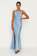 Robe Midi Avec Bretelles Spaghetti Et Encolure Drapée Pour Femme | Idéale Pour Les Occasions Formelles