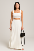 Ensemble Deux Pièces avec Crop Top Slim Fit et Jupe Maxi Plissée pour Femme | Idéal pour un Usage Quotidien