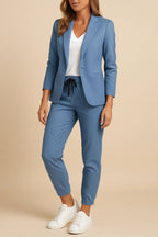 Ensemble Deux Pièces Avec Blazer Ajusté Et Pantalon Jogger Pour Femmes | Idéal Pour Bureau Et Sorties