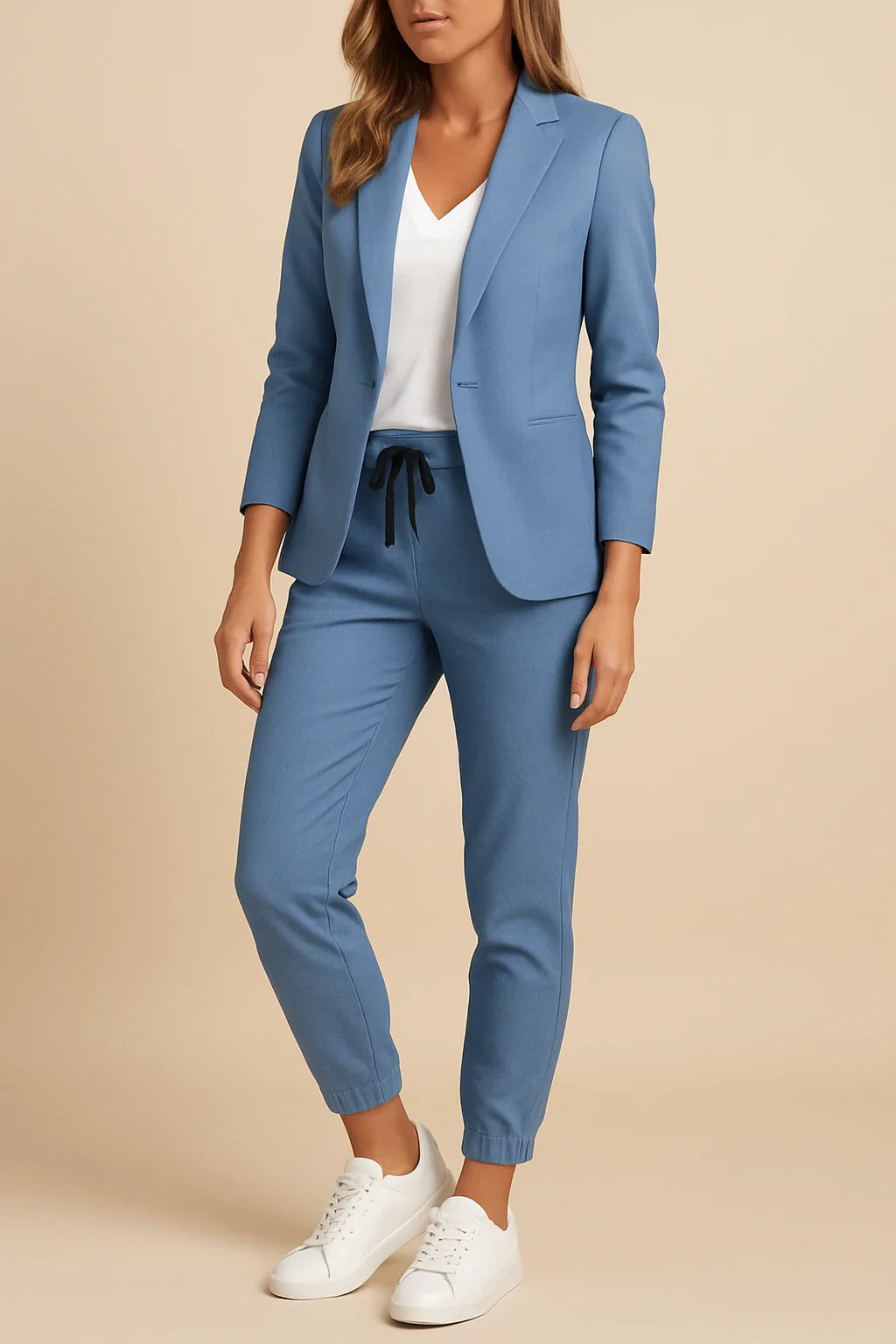 Ensemble Deux Pièces Avec Blazer Ajusté Et Pantalon Jogger Pour Femmes | Idéal Pour Bureau Et Sorties