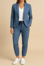 Ensemble Deux Pièces Avec Blazer Ajusté Et Pantalon Jogger Pour Femmes | Idéal Pour Bureau Et Sorties
