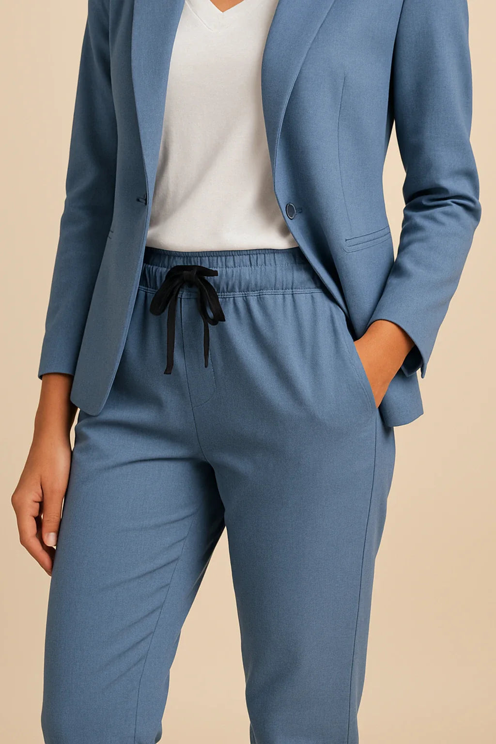 Ensemble Deux Pièces Avec Blazer Ajusté Et Pantalon Jogger Pour Femmes | Idéal Pour Bureau Et Sorties