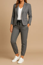 Ensemble Deux Pièces Avec Blazer Ajusté Et Pantalon Jogger Pour Femmes | Idéal Pour Bureau Et Sorties