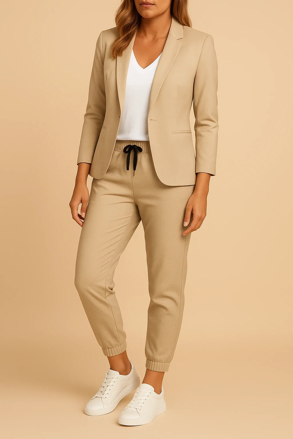 Ensemble Deux Pièces Avec Blazer Ajusté Et Pantalon Jogger Pour Femmes | Idéal Pour Bureau Et Sorties