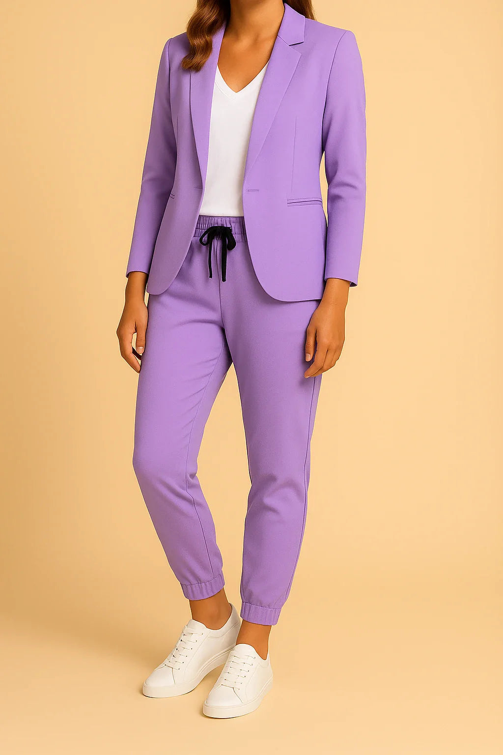 Ensemble Deux Pièces Avec Blazer Ajusté Et Pantalon Jogger Pour Femmes | Idéal Pour Bureau Et Sorties