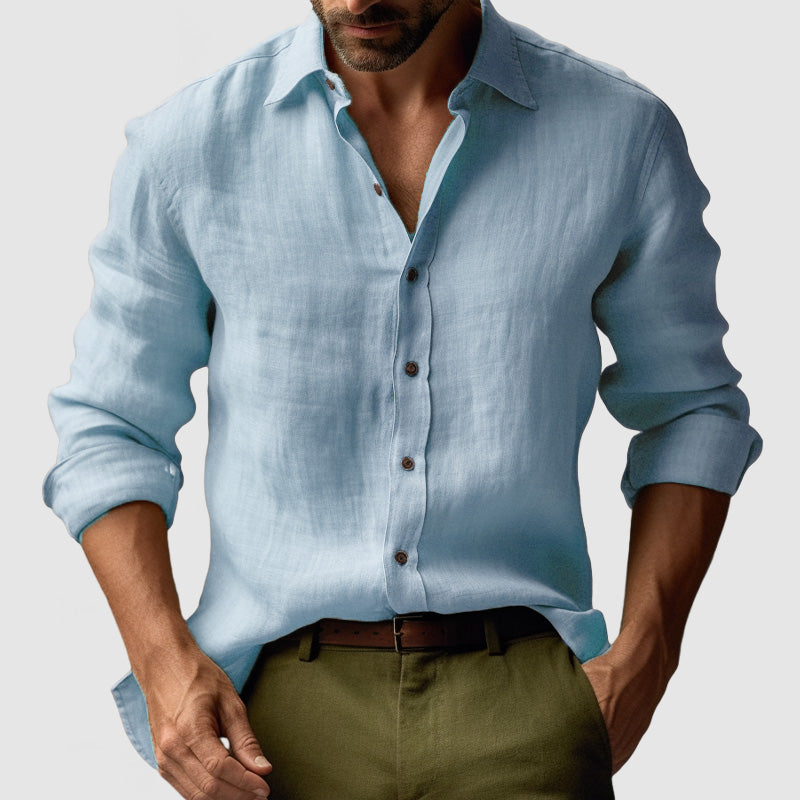 Chemise À Manches Longues Avec Coupe Droite Pour Hommes | Idéale Pour L’Été Et Les Occasions Décontractées