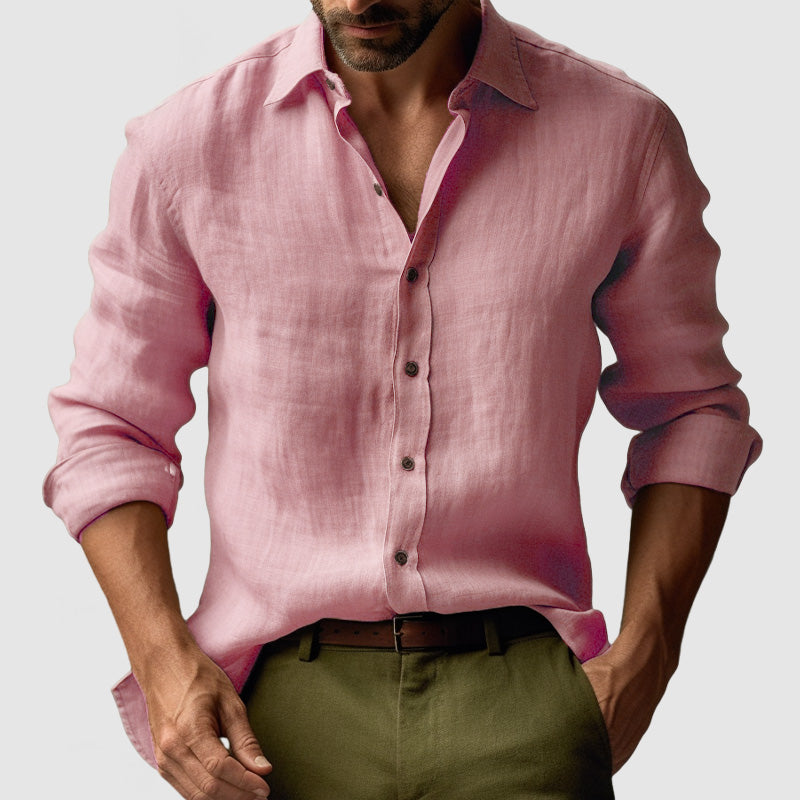 Chemise À Manches Longues Avec Coupe Droite Pour Hommes | Idéale Pour L’Été Et Les Occasions Décontractées