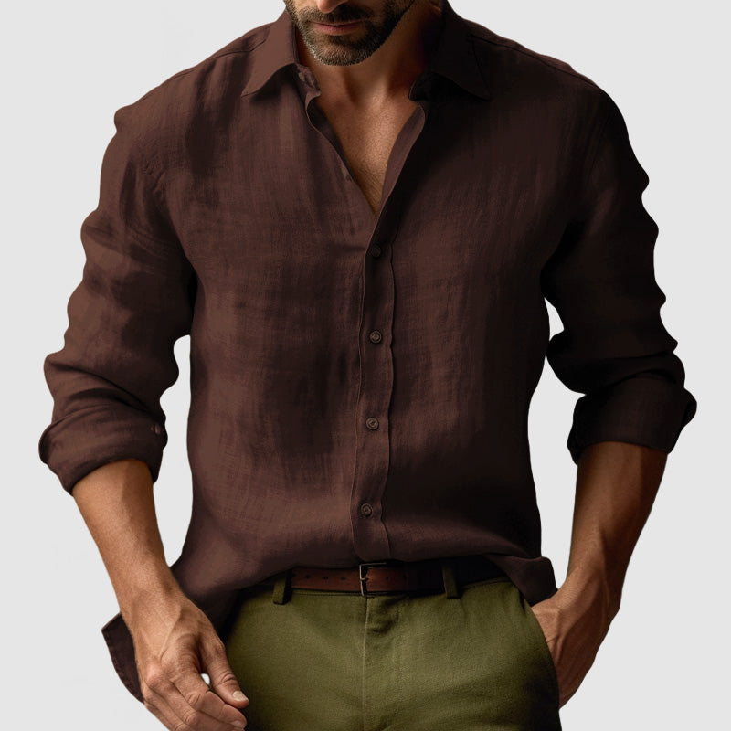 Chemise À Manches Longues Avec Coupe Droite Pour Hommes | Idéale Pour L’Été Et Les Occasions Décontractées