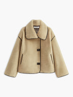 Manteau Droit avec Passepoil Contrasté et Manches Longues pour Femme | Idéal pour l’Automne et l’Hiver