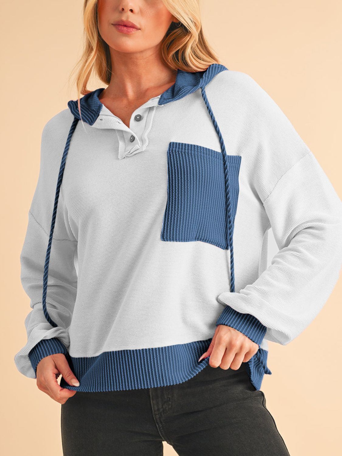 Sweat À Capuche À Blocs De Couleur avec Détail Noué Et Cordon Ajustable pour Adulte | Idéal pour Les Tenues Décontractées