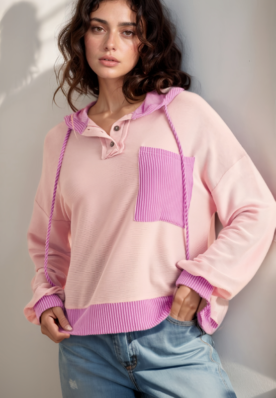 Sweat À Capuche À Blocs De Couleur avec Détail Noué Et Cordon Ajustable pour Adulte | Idéal pour Les Tenues Décontractées