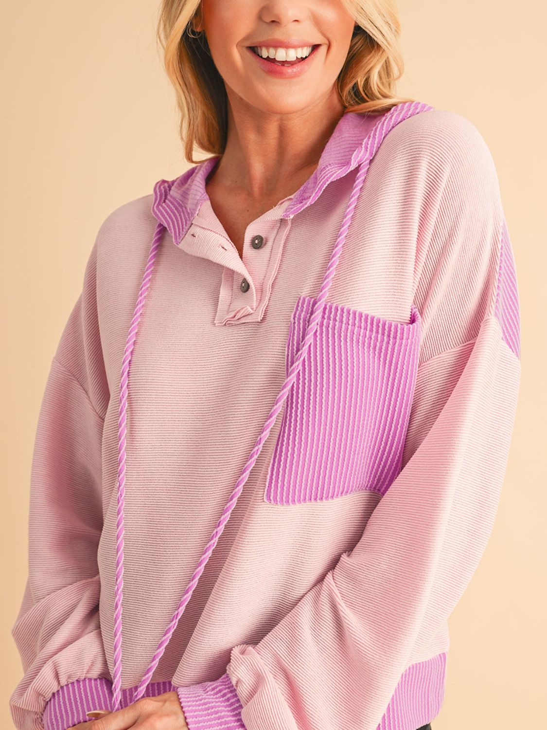 Sweat À Capuche À Blocs De Couleur avec Détail Noué Et Cordon Ajustable pour Adulte | Idéal pour Les Tenues Décontractées
