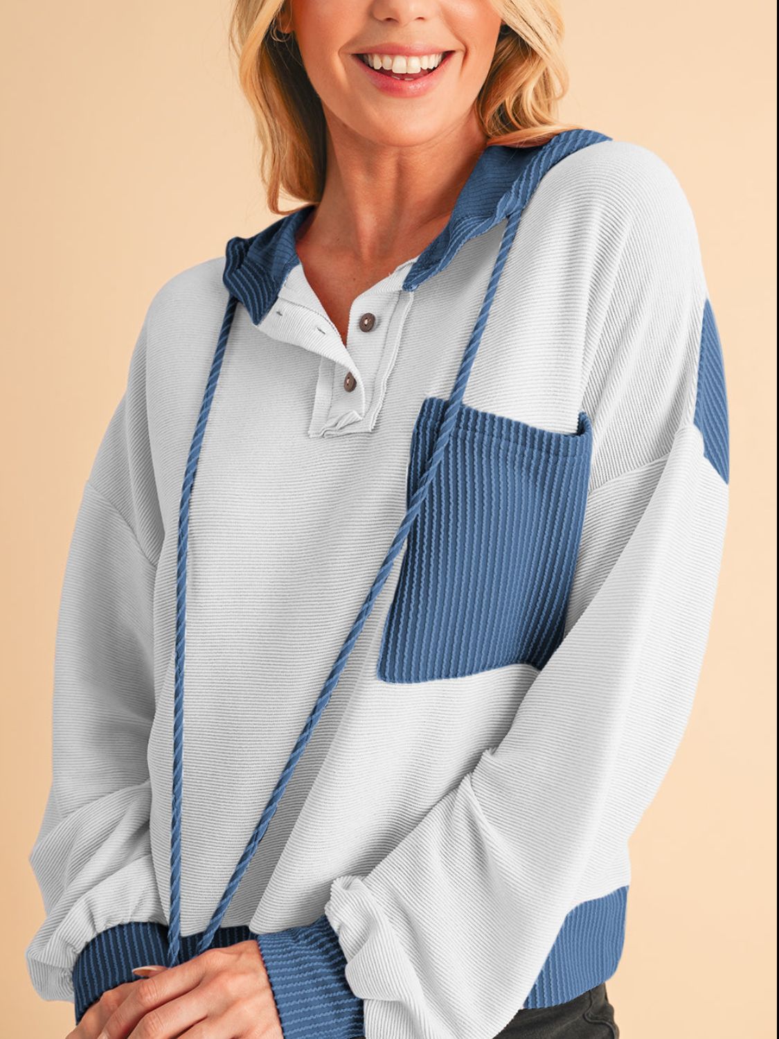 Sweat À Capuche À Blocs De Couleur avec Détail Noué Et Cordon Ajustable pour Adulte | Idéal pour Les Tenues Décontractées