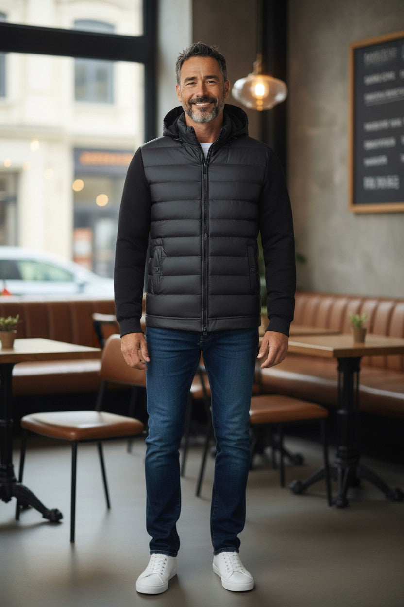 Veste Zippée Avec Capuche Amovible Et Design Matelassé Pour Homme | Idéale Pour Saisons Intermédiaires
