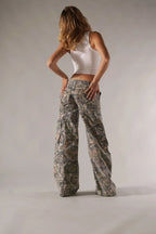 Pantalon Cargo Camouflage à Jambe Large pour Femme | Idéal pour une Tenue Décontractée