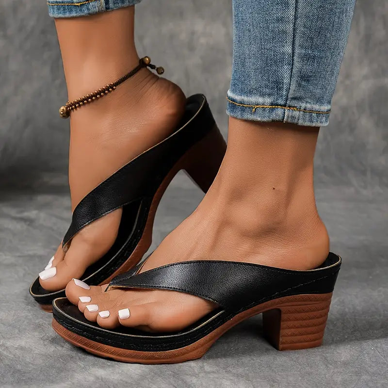 Sandales À Talon À Enfiler Avec Brides Ouvertes Pour Femmes | Idéal Pour Les Occasions Estivales