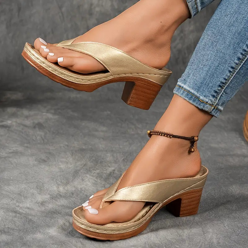 Sandales À Talon À Enfiler Avec Brides Ouvertes Pour Femmes | Idéal Pour Les Occasions Estivales