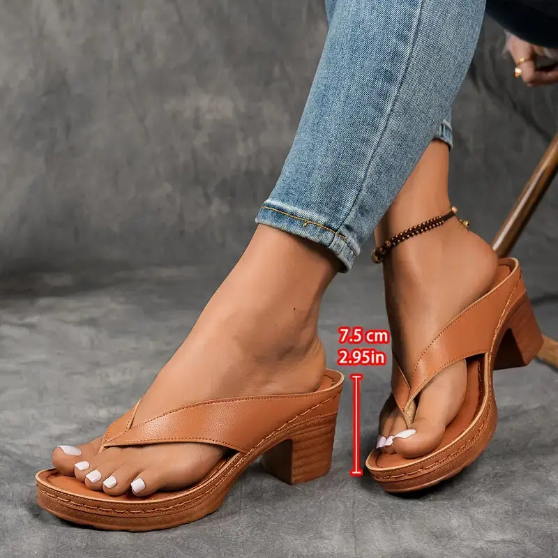 Sandales À Talon À Enfiler Avec Brides Ouvertes Pour Femmes | Idéal Pour Les Occasions Estivales