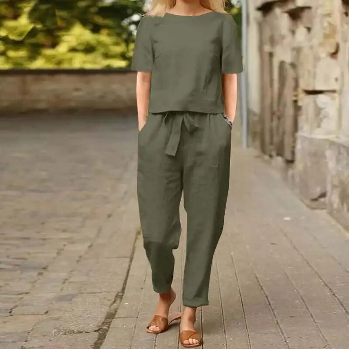 Ensemble Deux Pièces Décontracté avec Détail à Nouer pour Femme | Idéal pour Toutes Saisons