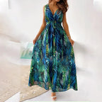 Robe Longue à Imprimé Tropical pour Femme | Idéale pour les Vacances et les Événements Estivaux