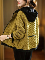 Veste À Motif Tressé avec Capuche pour Femme | Idéale pour La Mi-Saison
