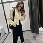 Veste Courte À Fermeture Boutonnée Et Coupe Droite Pour Femme | Idéale Pour Le Printemps Et L’Automne