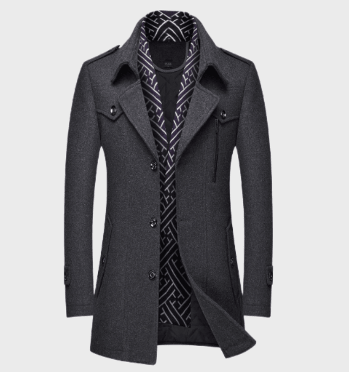 Manteau Long Avec Col Haut Et Fermeture Zippée Pour Homme | Idéal Pour Usage Quotidien En Saison Fraîche
