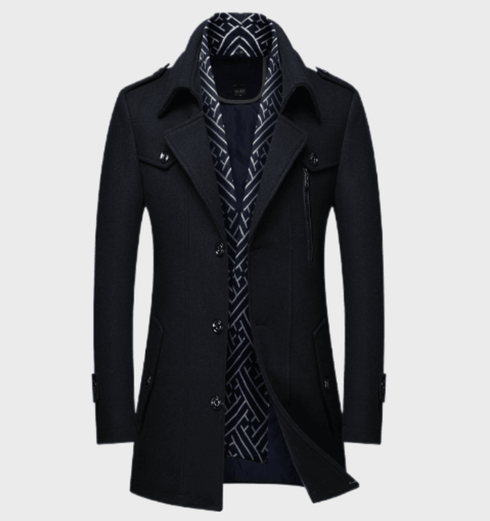 Manteau Long Avec Col Haut Et Fermeture Zippée Pour Homme | Idéal Pour Usage Quotidien En Saison Fraîche