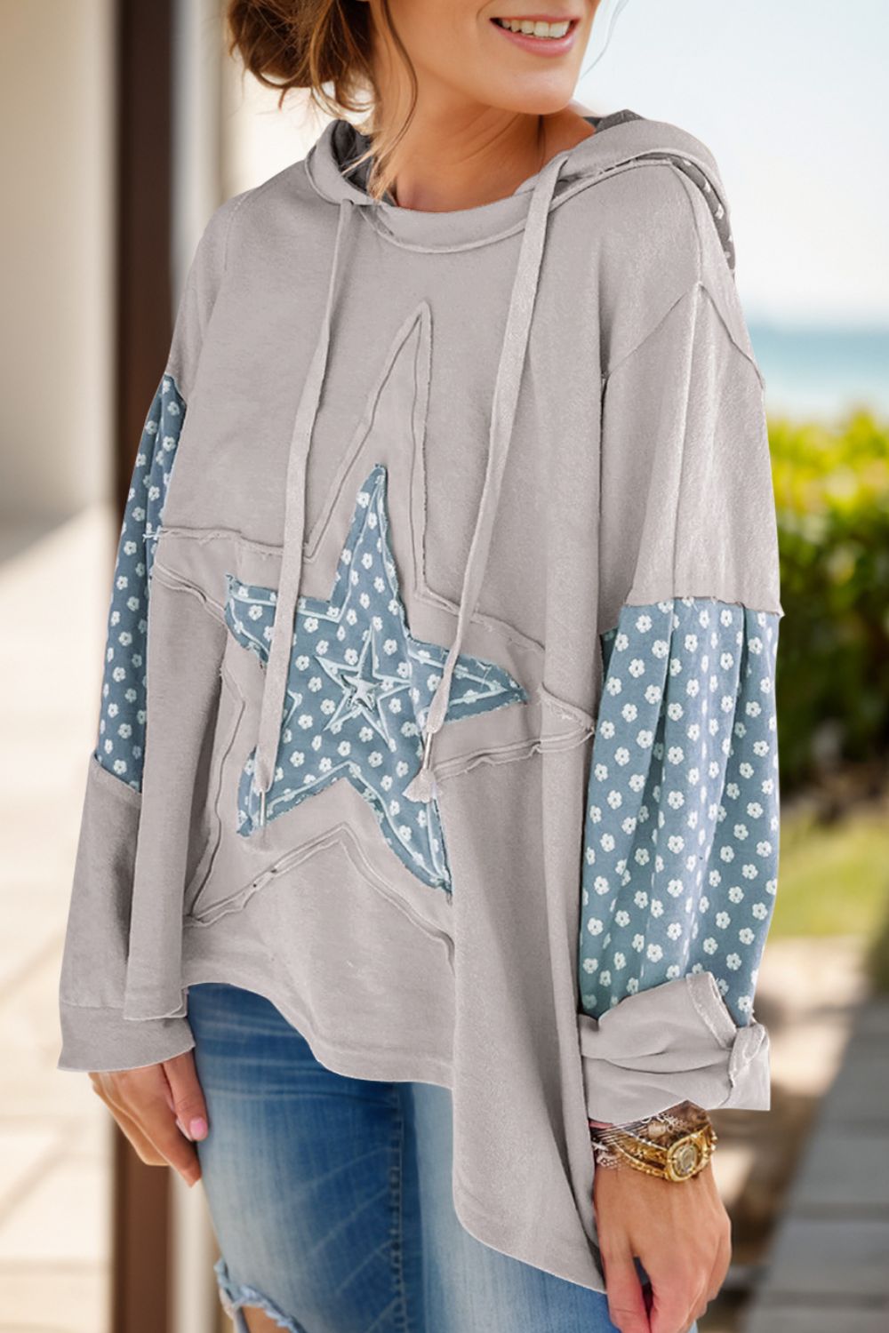 Sweat À Capuche À Motif Étoiles avec Cordon Ajustable pour Adulte | Idéal pour Les Tenues Décontractées