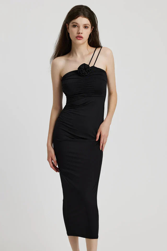 Robe Midi Sans Manches avec Détails Froncés pour Femme | Idéale pour Événements et Occasions Quotidiennes
