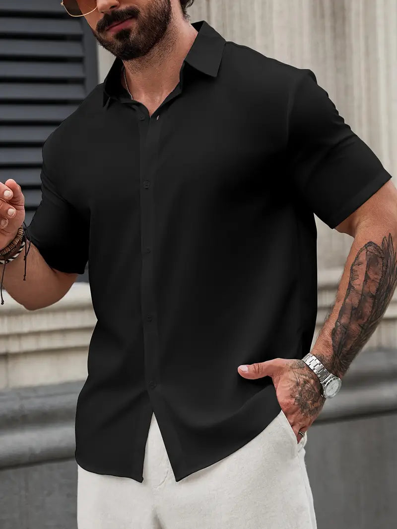 Chemise à Manches Longues avec Col Rabattu pour Homme | Idéal pour le Bureau et les Occasions Formelles