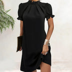 Robe Midi Noire Avec Manches Volumineuses Pour Femme | Idéale Pour Soirées Et Événements Formels