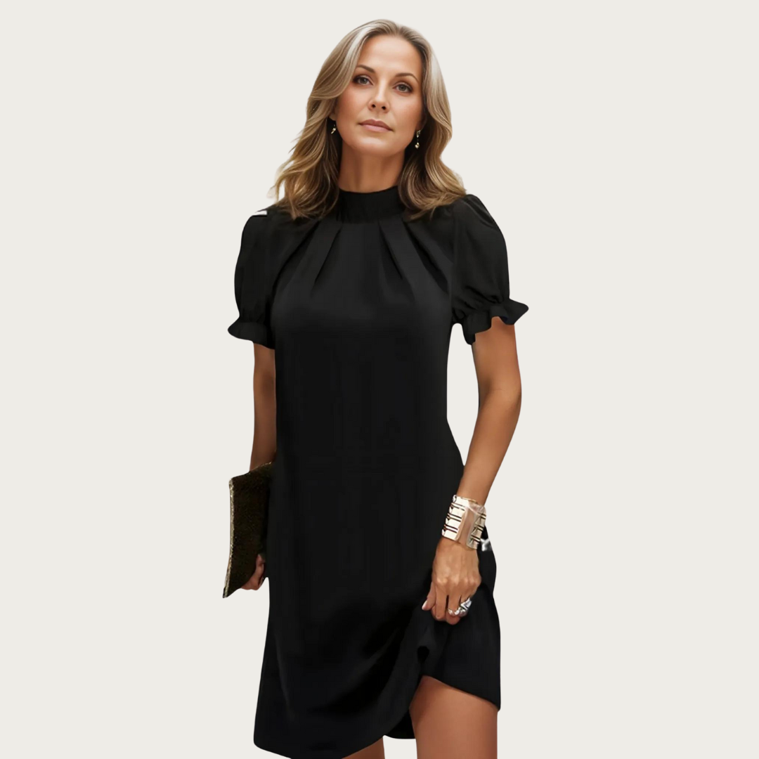 Robe Midi Noire Avec Manches Volumineuses Pour Femme | Idéale Pour Soirées Et Événements Formels