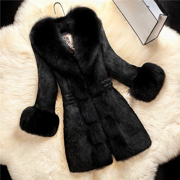Manteau d’Hiver Long avec Col Contrasté pour Femmes | Idéal pour la Saison Froide