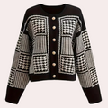 Gilet En Maille À Motif À Carreaux Avec Fermeture À Boutons Pour Femme | Idéal Pour La Superposition
