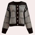 Gilet En Maille À Motif À Carreaux Avec Fermeture À Boutons Pour Femme | Idéal Pour La Superposition