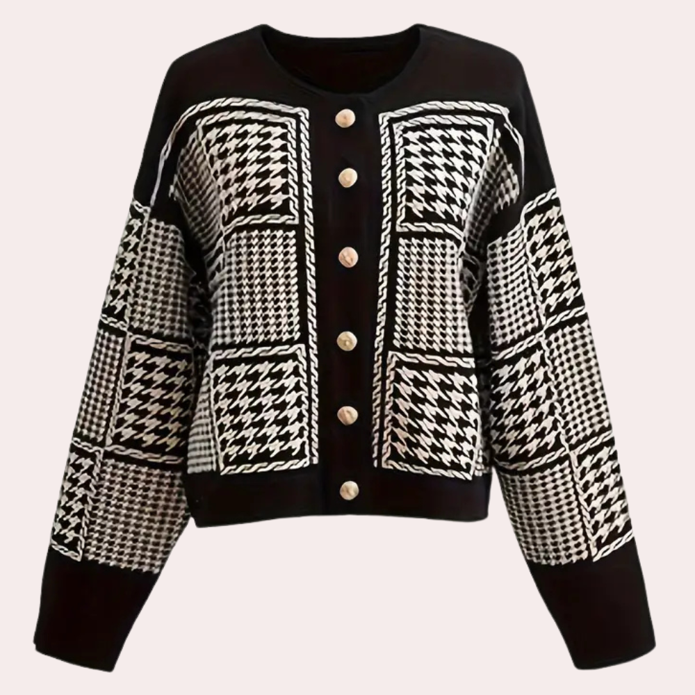 Gilet En Maille À Motif À Carreaux Avec Fermeture À Boutons Pour Femme | Idéal Pour La Superposition