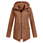 Manteau Long Imperméable avec Capuche pour Femme | Idéal pour les Jours de Pluie