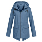 Manteau Long Imperméable avec Capuche pour Femme | Idéal pour les Jours de Pluie
