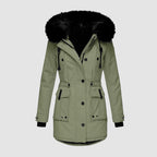 Manteau Long À Capuche Avec Col En Fourrure Synthétique pour Femme | Idéal pour Hiver