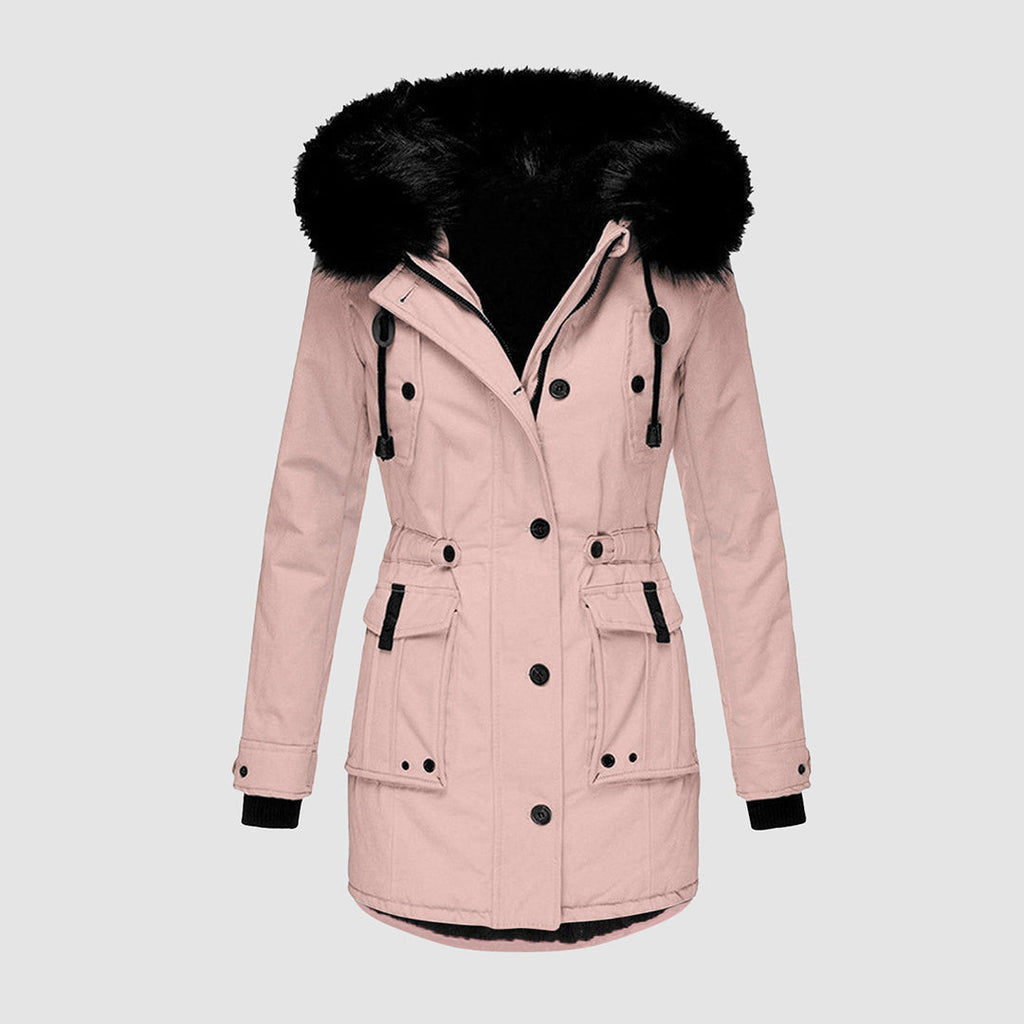 Manteau Long À Capuche Avec Col En Fourrure Synthétique pour Femme | Idéal pour Hiver