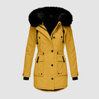 Manteau Long À Capuche Avec Col En Fourrure Synthétique pour Femme | Idéal pour Hiver