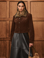 Veste Courte à Col Imitation Fourrure pour Femme | Idéale pour la Mi-Saison