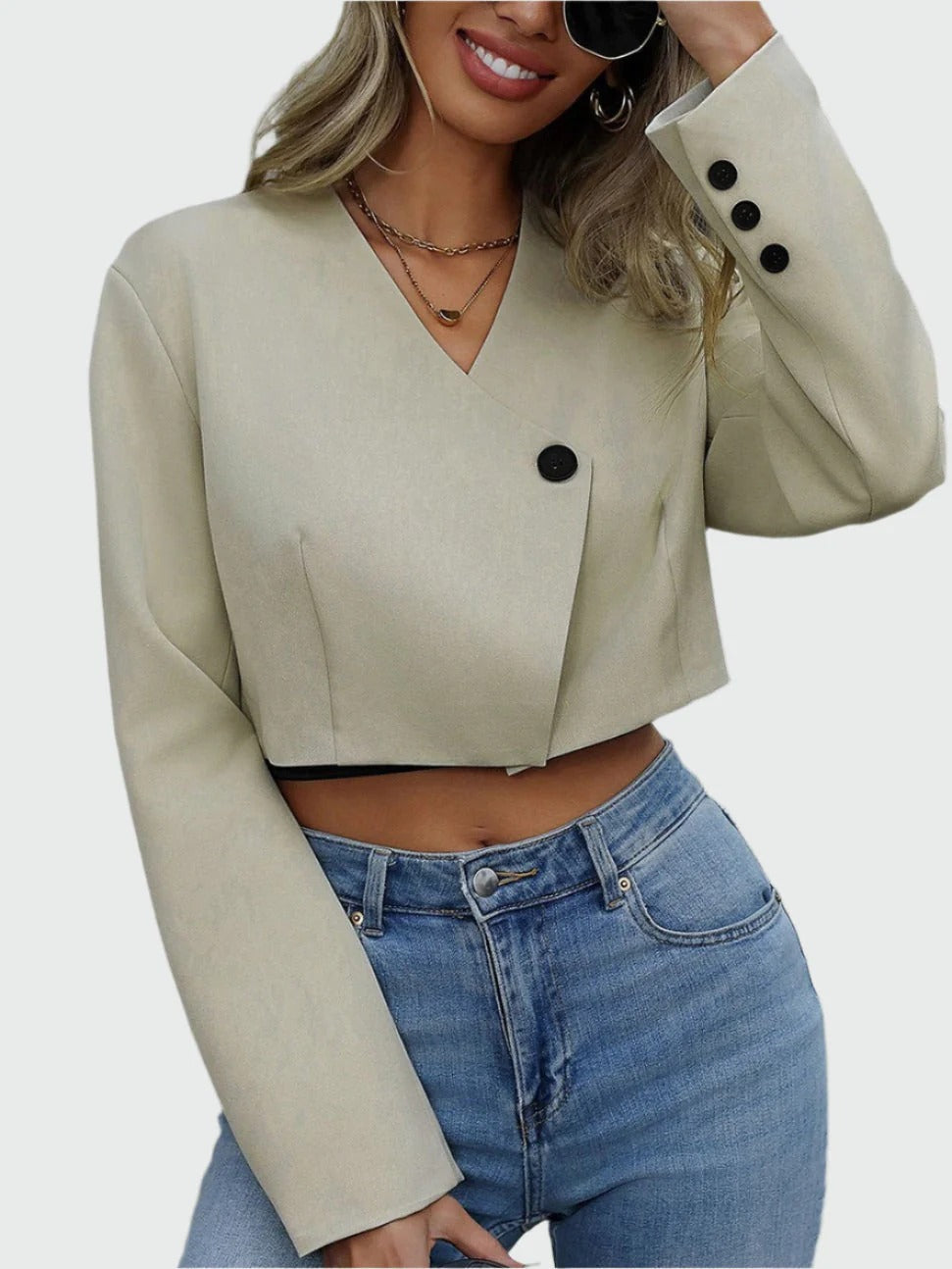 Veste Court avec Col à Revers pour Femme | Idéal pour un Usage Quotidien