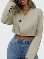 Veste Court avec Col à Revers pour Femme | Idéal pour un Usage Quotidien