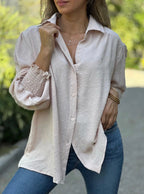 Blouse à Motif Swiss Dot avec Manches Lanterne pour Femmes | Idéal pour le Bureau et les Occasions Quotidiennes